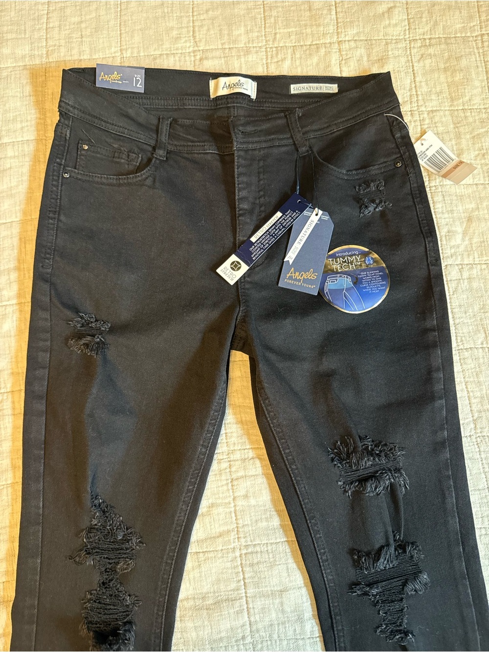 NWT Angels Forever Young Black Tummy Tech Skinny Jeans Sz 12